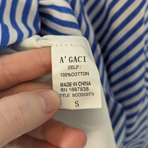 A'Gaci Lace-Up Blue and White Striped Strappy Corset Style Cotton Dress Size S - Picture 8 of 8